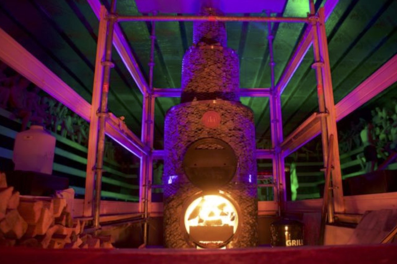 Massive stone stove of the world’s largest sauna at Aalto University, Finland, built by Vapaateekkarit Massive stone stove of the world’s largest sauna at Aalto University, Finland, built by Vapaateekkarit