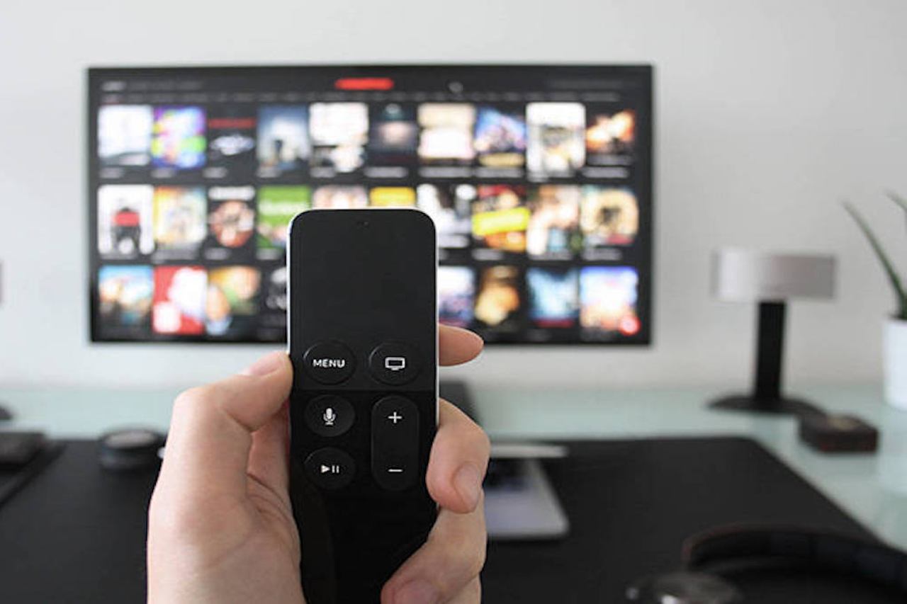 TV and controller ready to search for your sauna-themed movie TV and controller ready to search for your sauna-themed movie